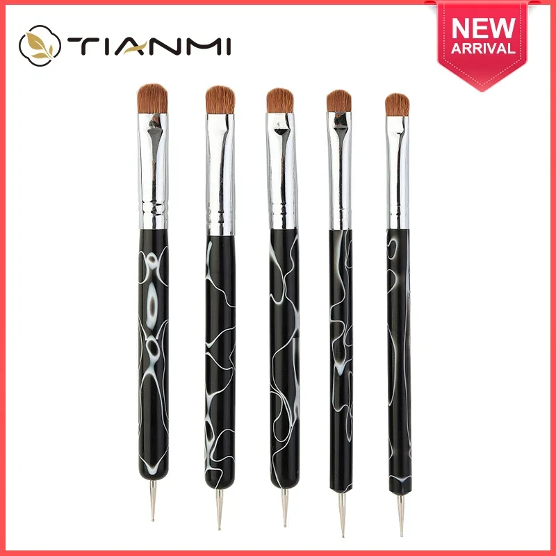 TIANMI Dual End Nail Art Dotting Pen Akrylowa konturówka do rysowania Pędzel do kwiatów Rhinestone UV Gel Carving Painting Pens Manicure Tools