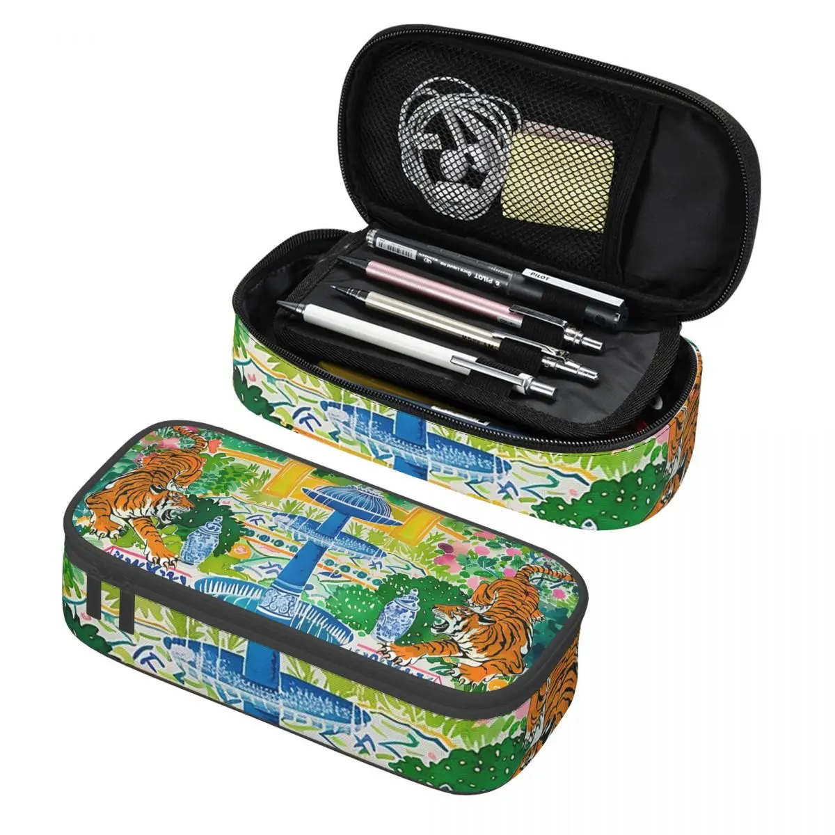 

Пенал для карандашей с рисунком сада, цветов, птиц и фонтана, вместительный пенал для хранения канцелярских принадлежностей, коробка для ручек, сумка для карандашей