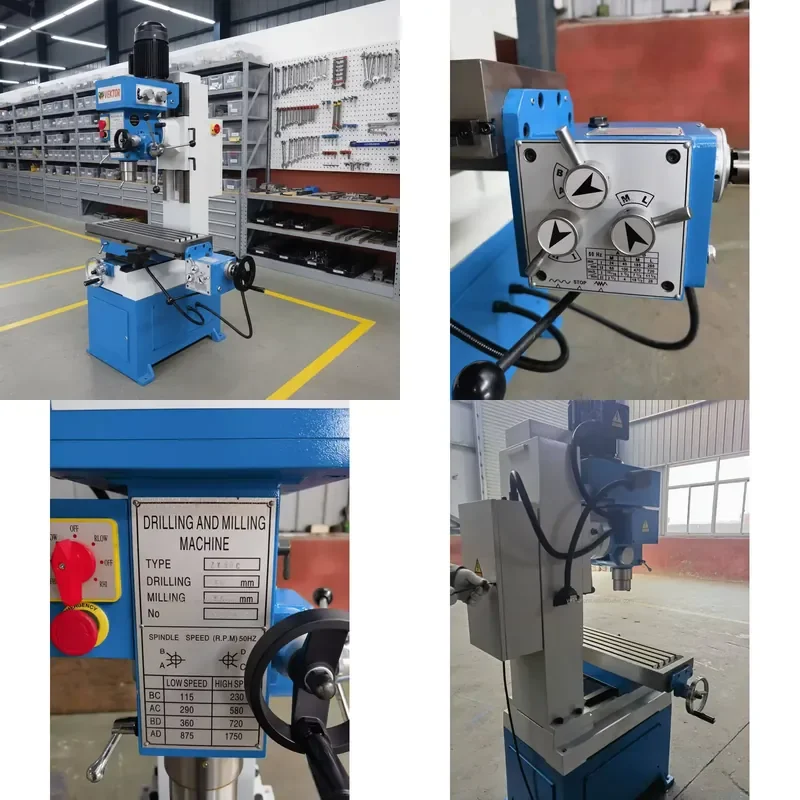 Factory Worktable 80mm Thickness ZX50C Mini Manual Drilling Milling Machine with Double Speed Change Handle for Metal Working