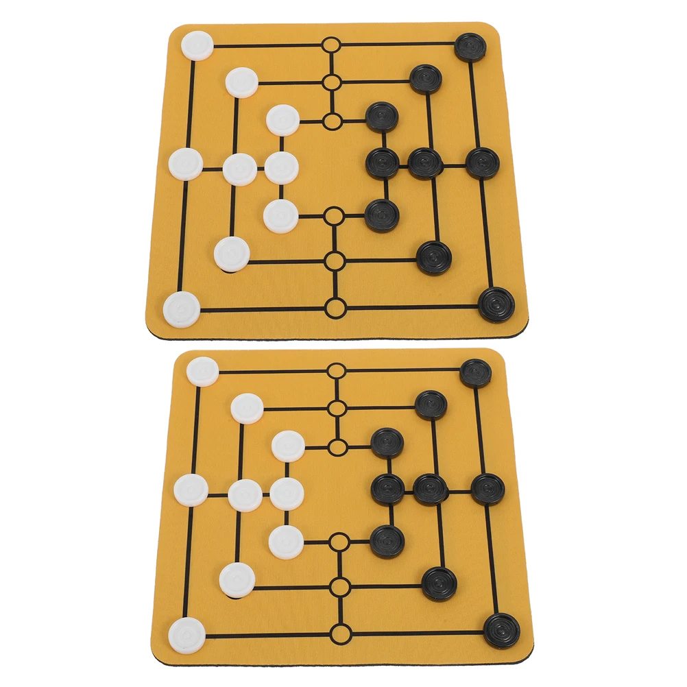 

2 Set Jiuzi Chess Nine Man Morris Board Game Checkerboard for Family Gatherings Child