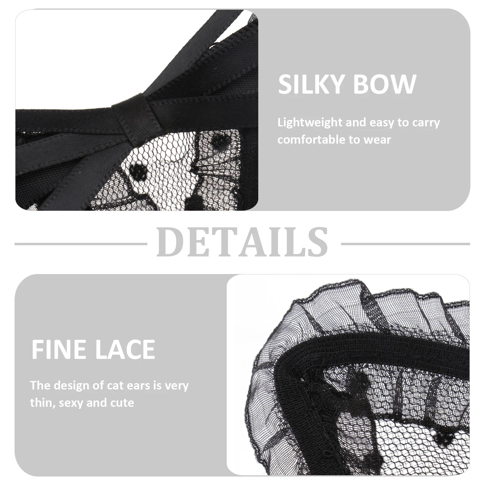 

1Pcs Cat Ear Headband Black Net Yarn Lace Cosplay Hair Hoop Party Hair Decor Festival Headdress Creative Headdress