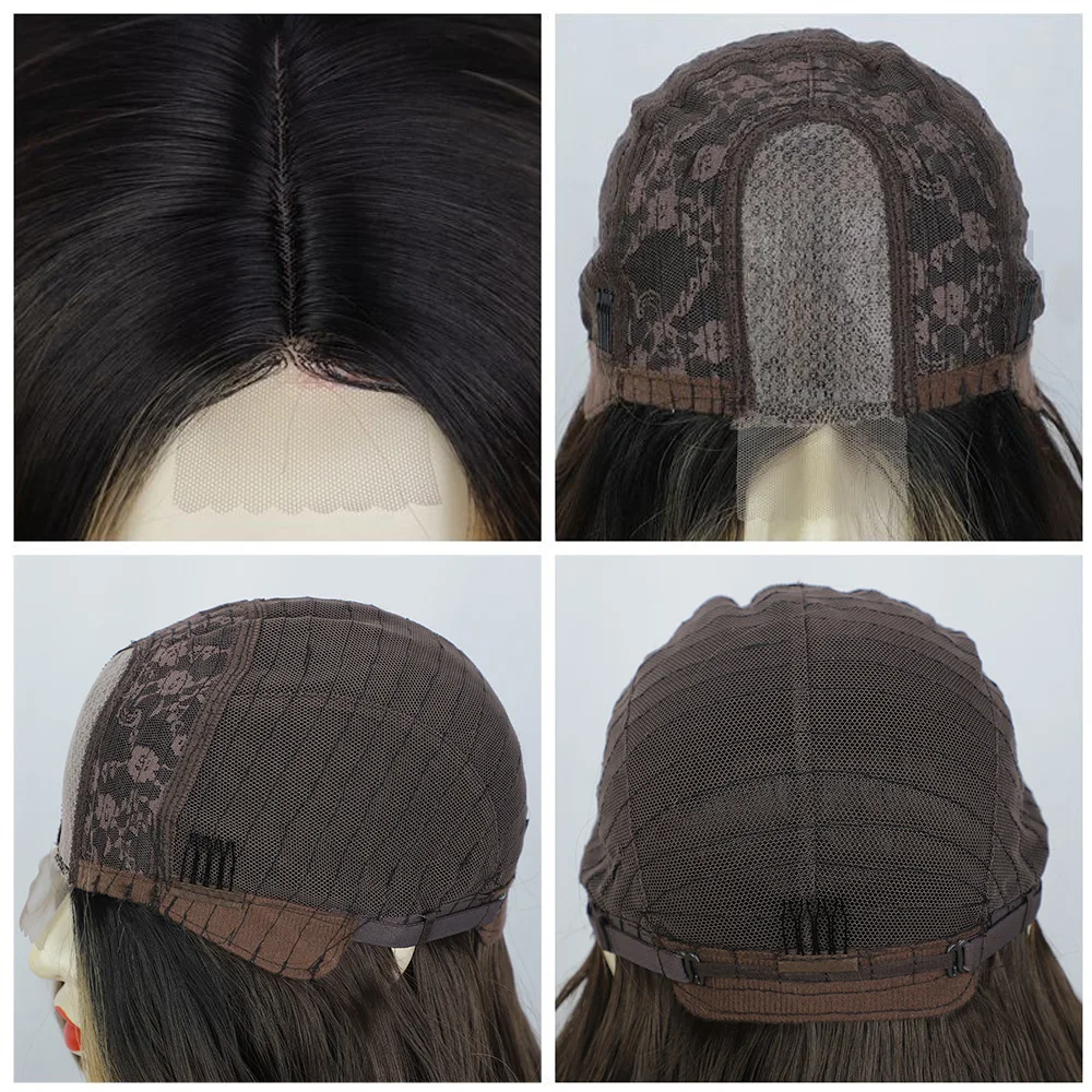 الاصطناعية الدانتيل شعري الباروكات البني شقراء Balayage طويل متموج الدانتيل الجبين شعر مستعار اليد الكروشيه الدانتيل الباروكات للنساء مقاومة للحرارة