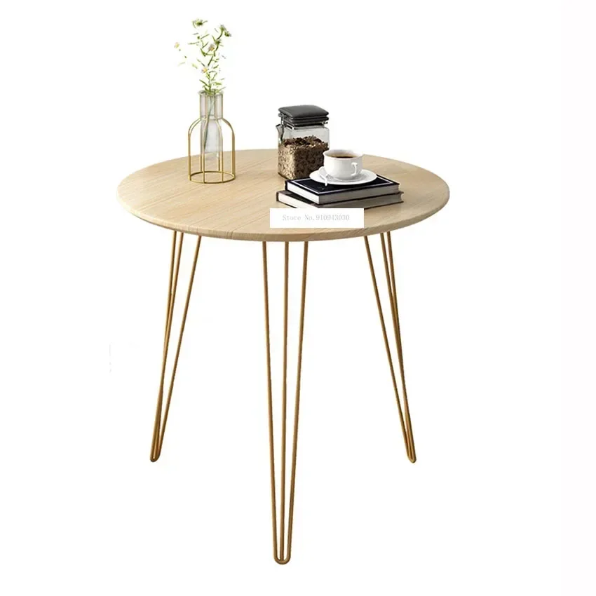 H70 Small Round lron Tea Table Simple Modern Creative Sofa Side Table Living Room Balcony Small Storage Coffee Negotiation Table