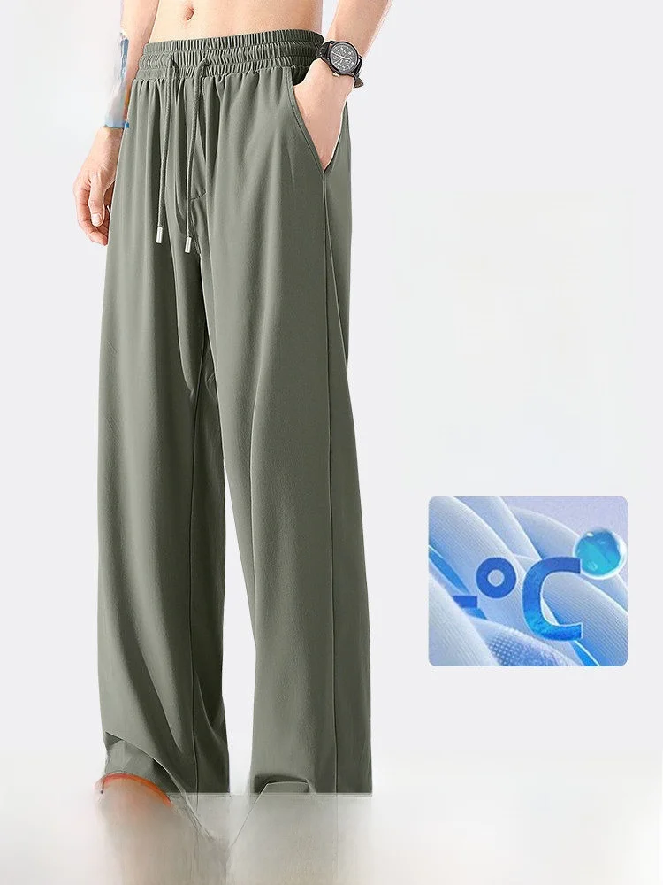 

Мужские летние брюки Jeanswest из ледяного шелка прямого кроя для бега: дышащие, быстросохнущие, комфортные, повседневные