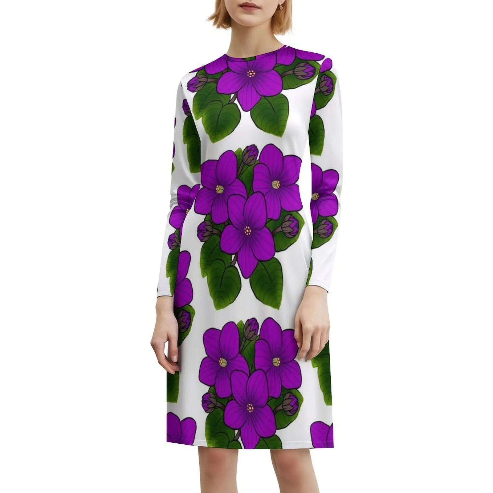 الأرجواني البنفسج الأفريقي في الأبيض البوهيمي فستان بلا أكمام للنساء طباعة فساتين حفلات الشاطئ البنفسجي البنفسجي الأفريقي الأفريقي