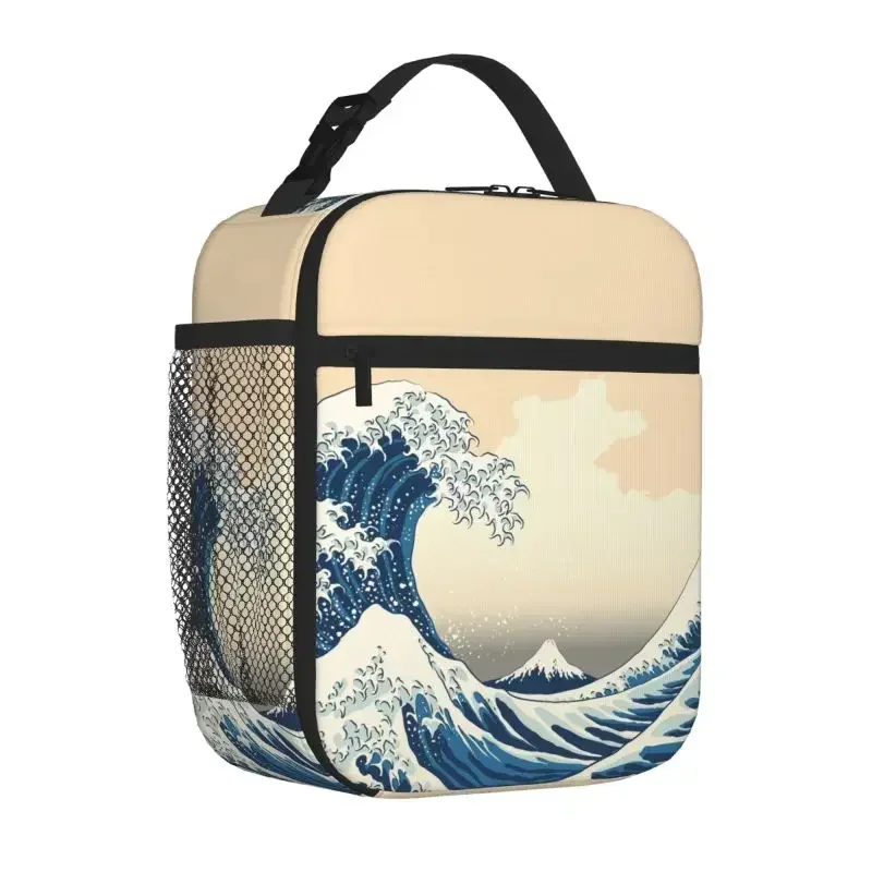 Great Wave Off Kanagawa Insulated Lunch Bag Portable Waterproof Thermal Cooler Oxford Lunch Bag for Work School Food Bento Box