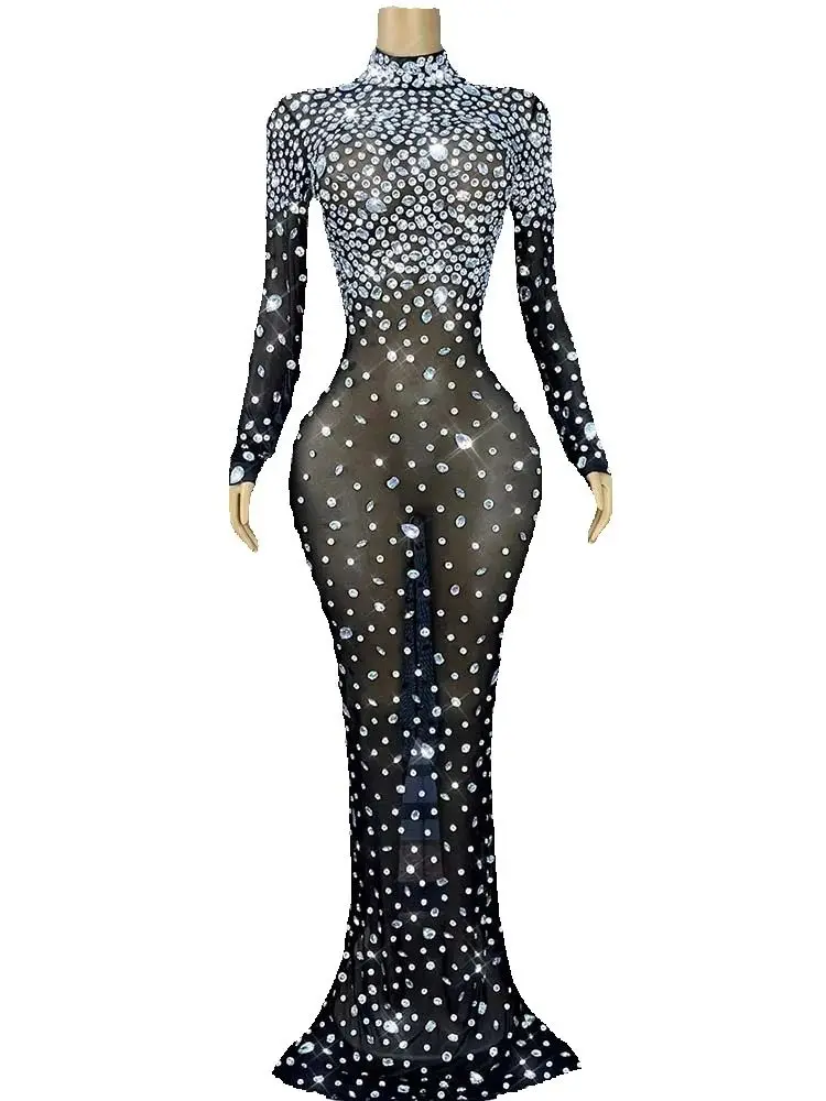 Alta qualidade estampagem quente sexy malha preta vestido elástico 2025 nova moda roupas femininas personalizadas