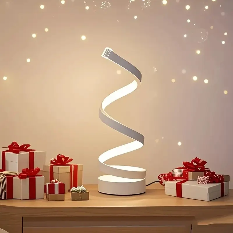 1PC Simple Spiral External Emitting Bright Desktop Desk Lamp, USB - Three-color Lighting, Suitable for Living Room and Bedroom D