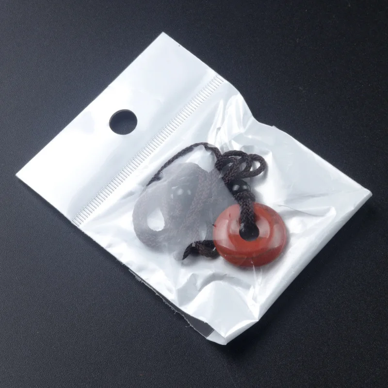 20mm Circle Donut Healing Crystals Stone Pendant Necklace Amulet Lucky Charm Adjustable Braided Rope Necklaces for Men Women