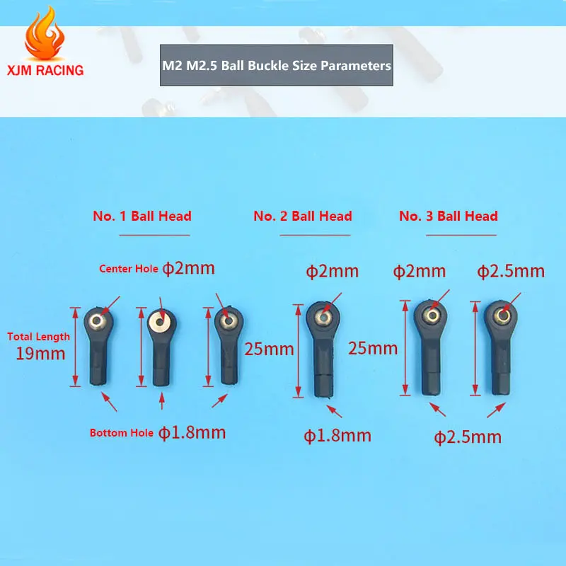 Plastikowa M2 M2.5 M3 głowica kulowa klamra 2mm 2.5mm 3mm koniec drążka/końcówka kulowa/przegub kulisty do zdalnie sterowana łódka RC samolot RC Car