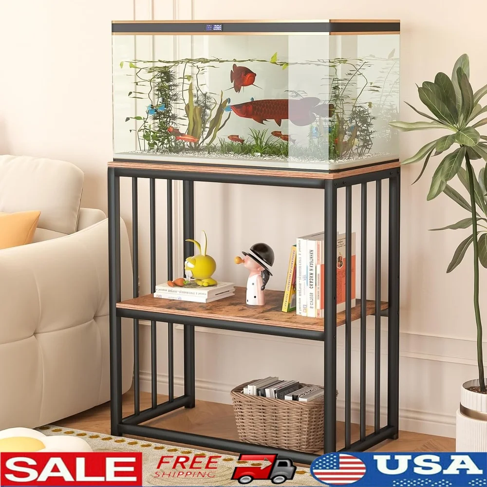 

Adjustable Metal Aquarium Stand 20-29 Gallon Tanks 2-Tier Storage Shelf Moisture Resistant Durable Steel Frame Fish Tank Rack