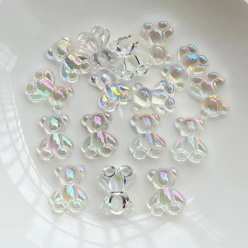 10pcs/20pcs Transparent bear Flatback Cabochon Rhinestones Gems Non Hotfix Stones Crystal Applique DIY Embellishments  -HF64