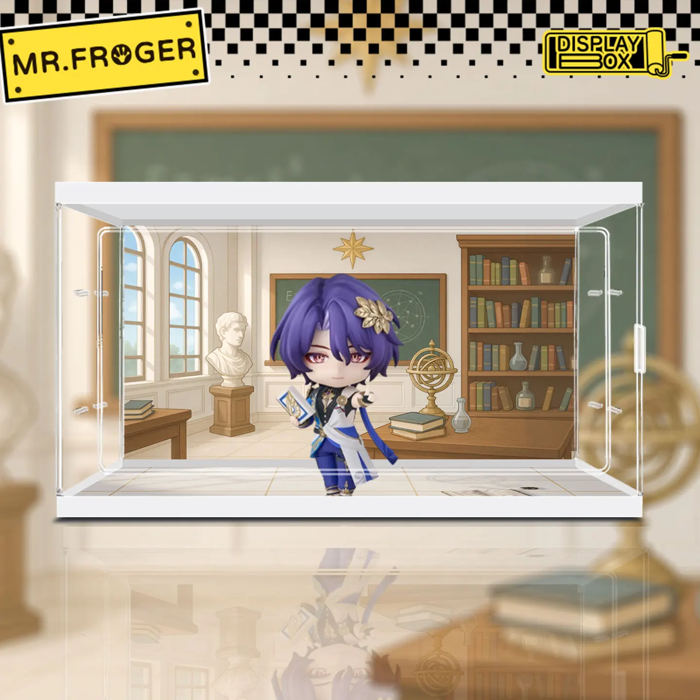 

MrFroger Desplay box Dustproof Desktop Storage Box for HonkaiStarRail Dr. Ratio Nendoroid Blind Box Organizer Anime Figure