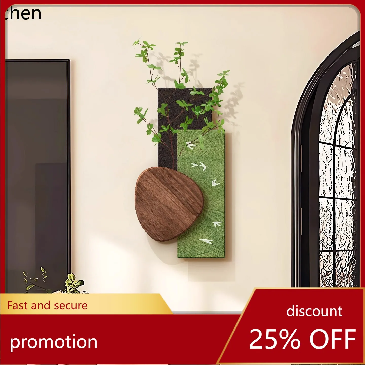 YFY  living room decorative painting - premium tv background wall art - creative green plant restaurant large white wall mural
