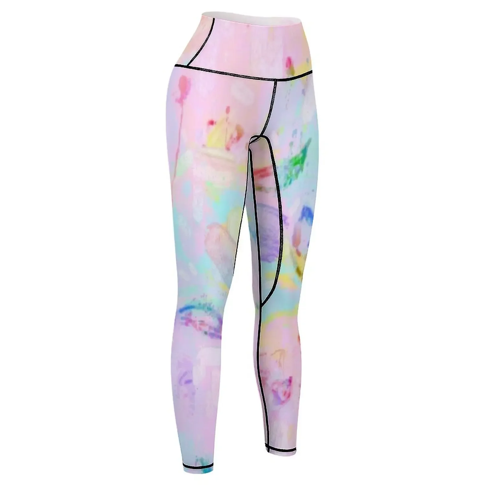 Mallas con estampado abstracto de plumas y flores Pastel, ropa deportiva para correr, mallas deportivas para mujer