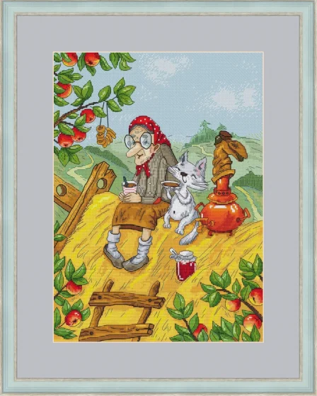 Набор для вышивки крестиком «сделай сам», Набор для вышивки крестиком, нитки DMC, фотография, кошка, питьевой чай на крыше 37-48