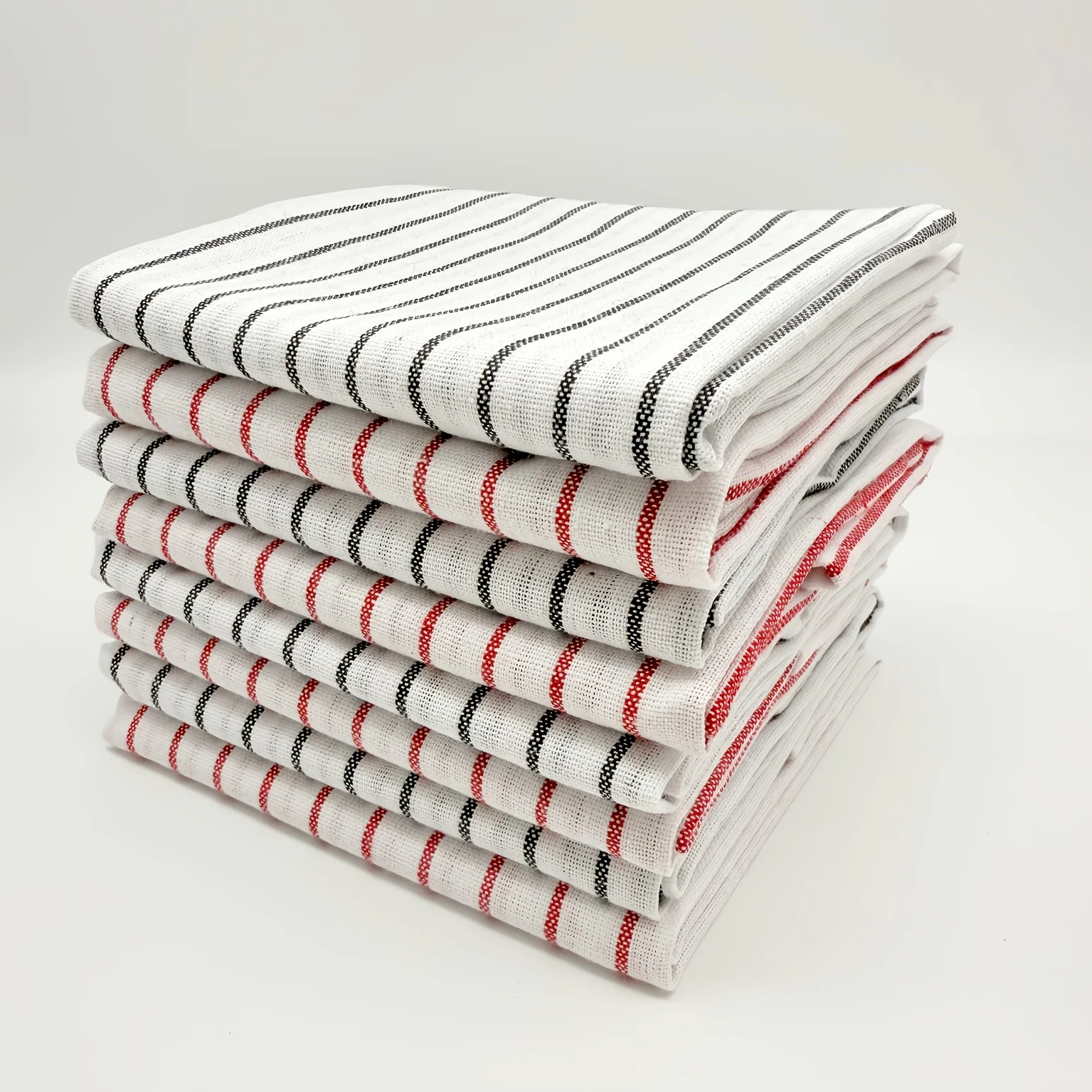 Mixed Pack of 2/4/8 Pieces, Red and Black Striped Cleaning Cloth, 45Cm*62Cm, Lint-Free Dishcloth - Quick-Drying, Soft and Durable Kitchen Towel, Suitable for Daily Cleaning, Coffee Machines, and Bar Countertops