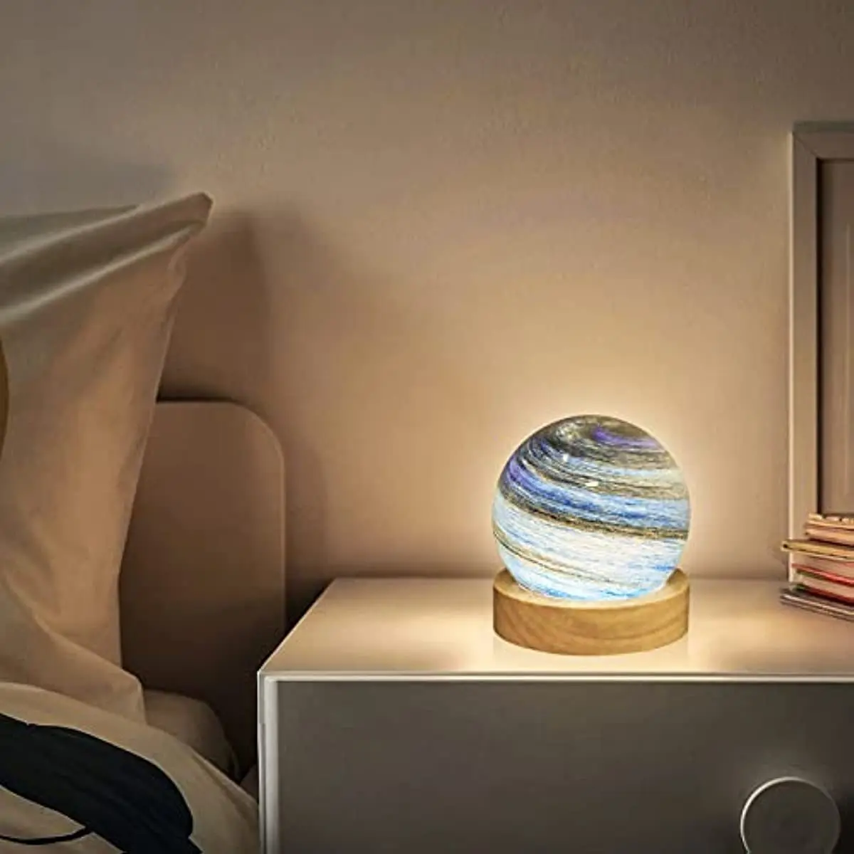 Bedside Lamp 3D Planet ‎Glass Moon Lamp Starry Sky Light Gift For Birthday Valentine's Day Gift Galaxy Lamp Planet USB