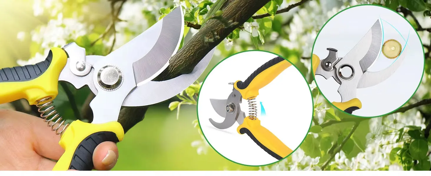 1/3-teiliges Gartenschere-Set, ergonomische, rutschfeste Griffe, Sicherheitsverriegelung, Gartenschere für Anfänger, zum Schneiden von Rosen und mehr – Detail 9