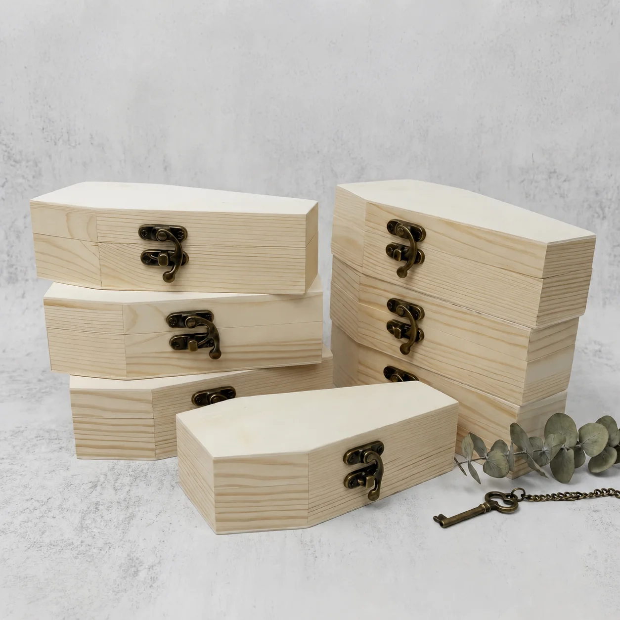 DIY Craft Gift Boxes Halloween Props Blank Uncoated Wooden Coffin Box Party Favors Small Coffin Adornments Decorations Tabletop