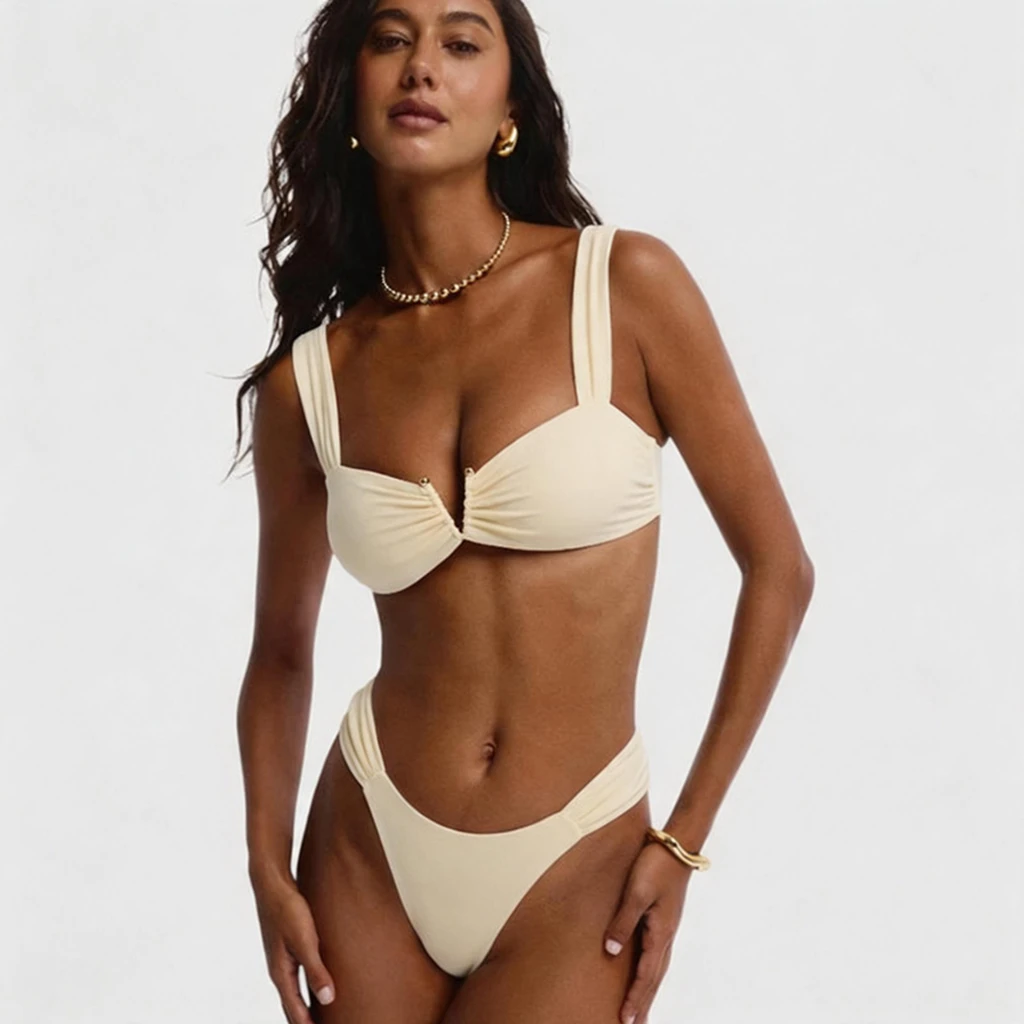 Solid Micro Bikinis Sexy Women Swimsuits Female Swimwear 2026 Bikini Set Bathing Suit Swimming Suits Beachwear V Neck Biquini