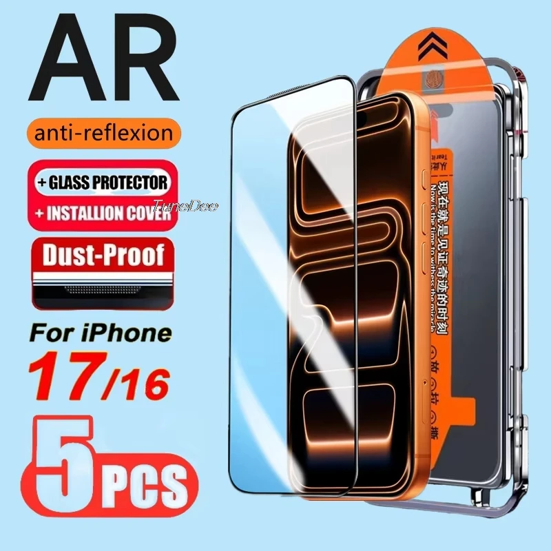 1-5 Stück Staubfreie Installation HD Displayschutzfolie für iPhone 18 17 Pro Max 16 15 14 Plus 13 12 Mini 11 XR 17 Air XS 16e 7 8 SE2