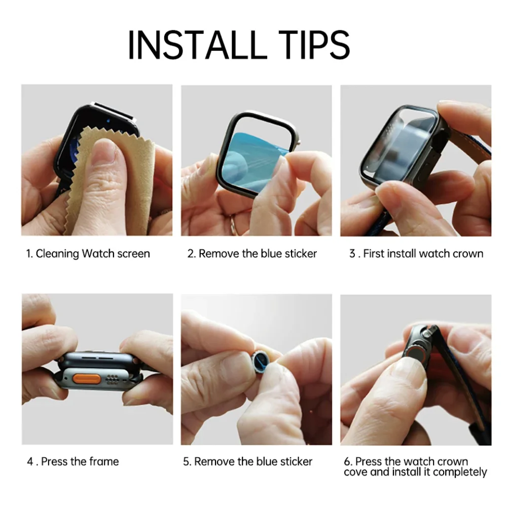 Чехол для Apple Watch 11 10 46 мм 42 мм Защитная пленка для экрана ПК + стеклянная пленка для замены Ultra Series 9 8 7 45 мм 41 мм 6 5 4 SE 44/40 мм