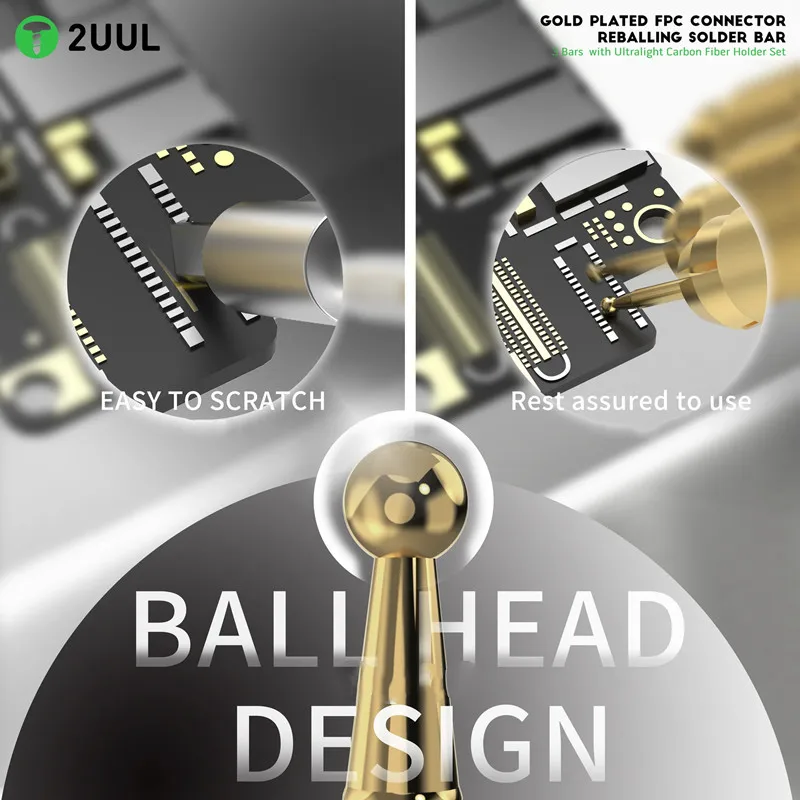 2UUL SC98 مطلية بالذهب FPC موصل Rebيعادل لحام بار للهاتف المحمول PCB صيانة سريع التعليق مجموعة حامل ألياف الكربون