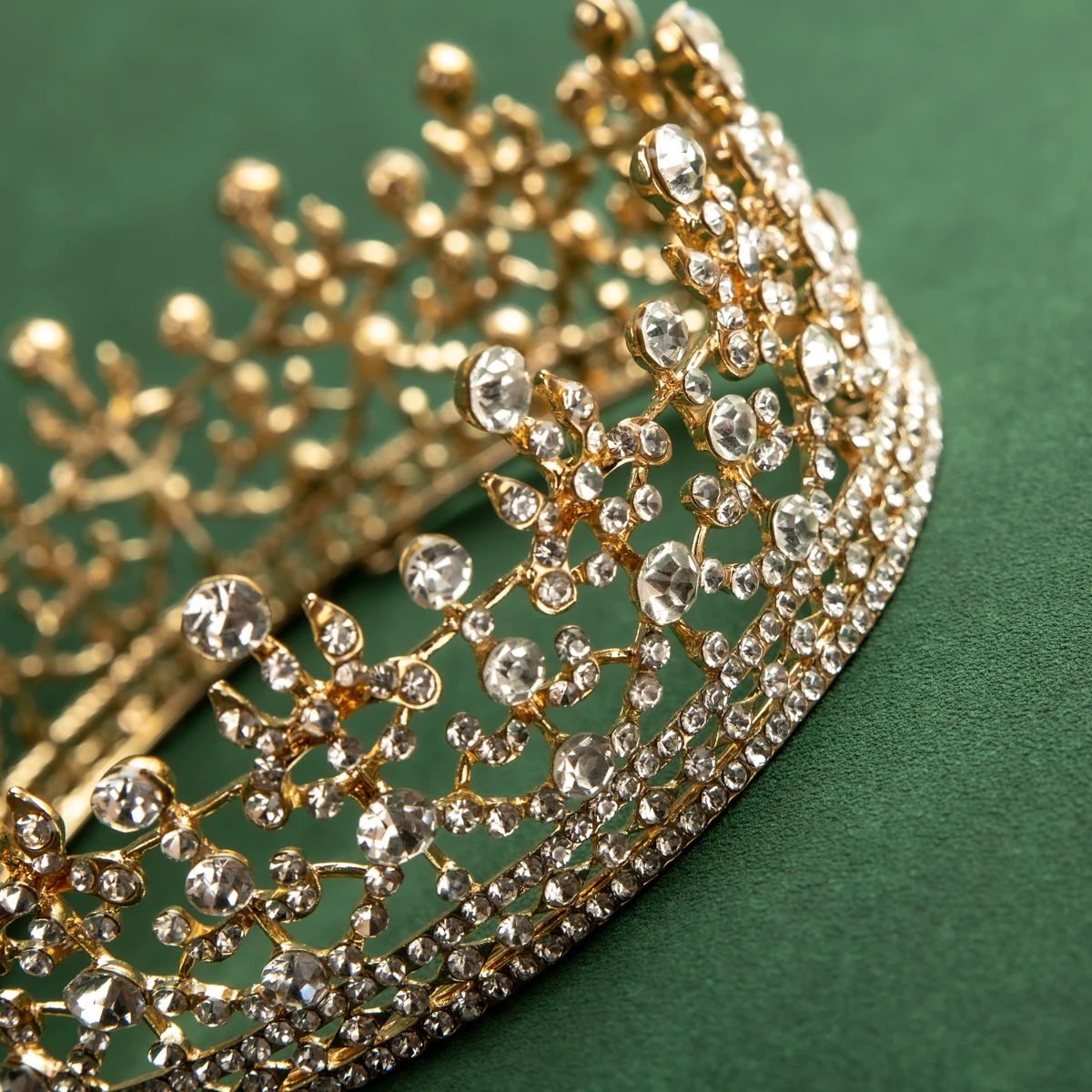 Coroa de noiva redonda, cabeça de casamento, coroa de princesa, liga de alta qualidade, coroa cheia de diamantes, estúdio versátil, vestido de casamento versati