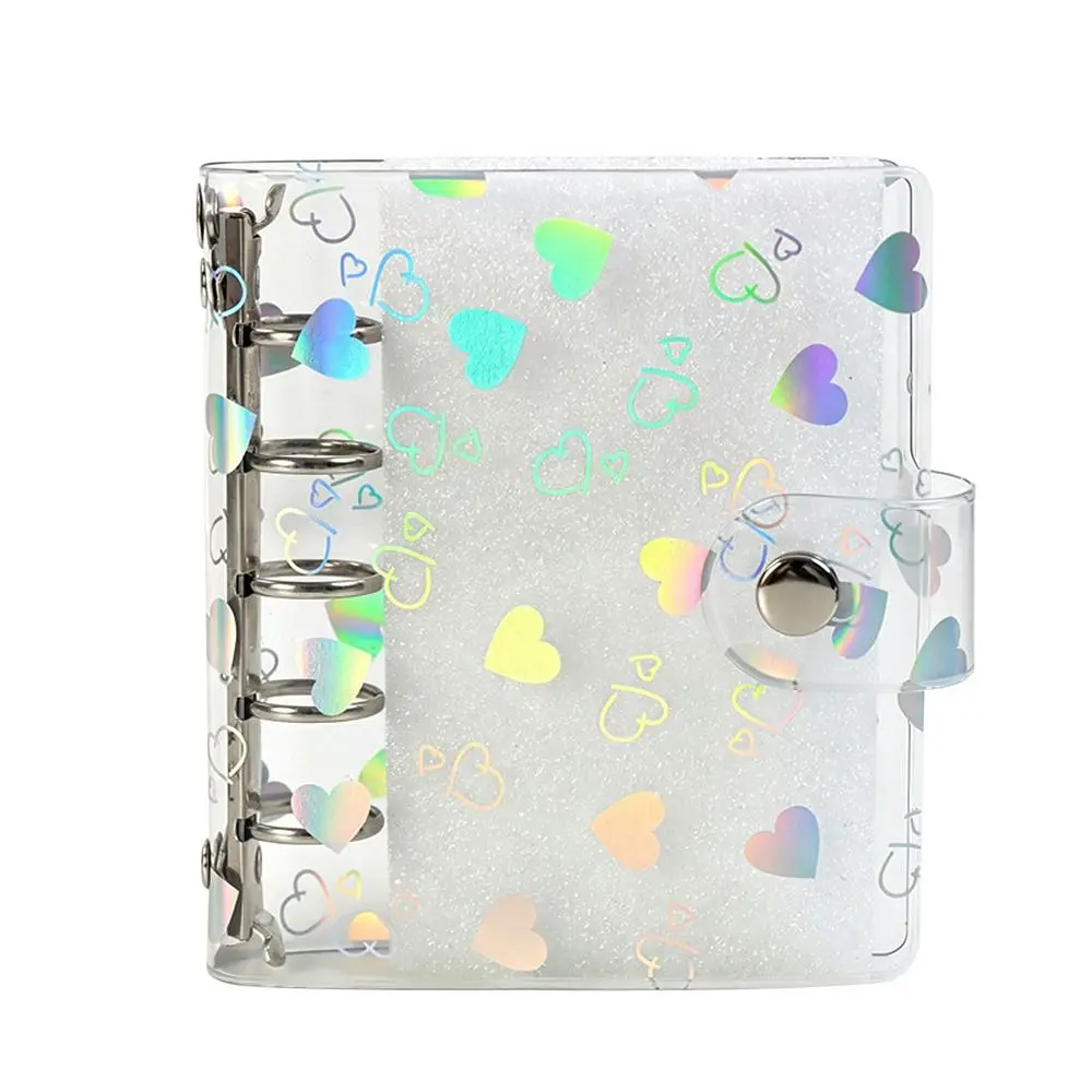New PVC Binder Cover A5/A6/A7/M5 Laser Heart Patterns Loose-Leaf Notebook Shell Refillable Snap Design Planner Cover Students