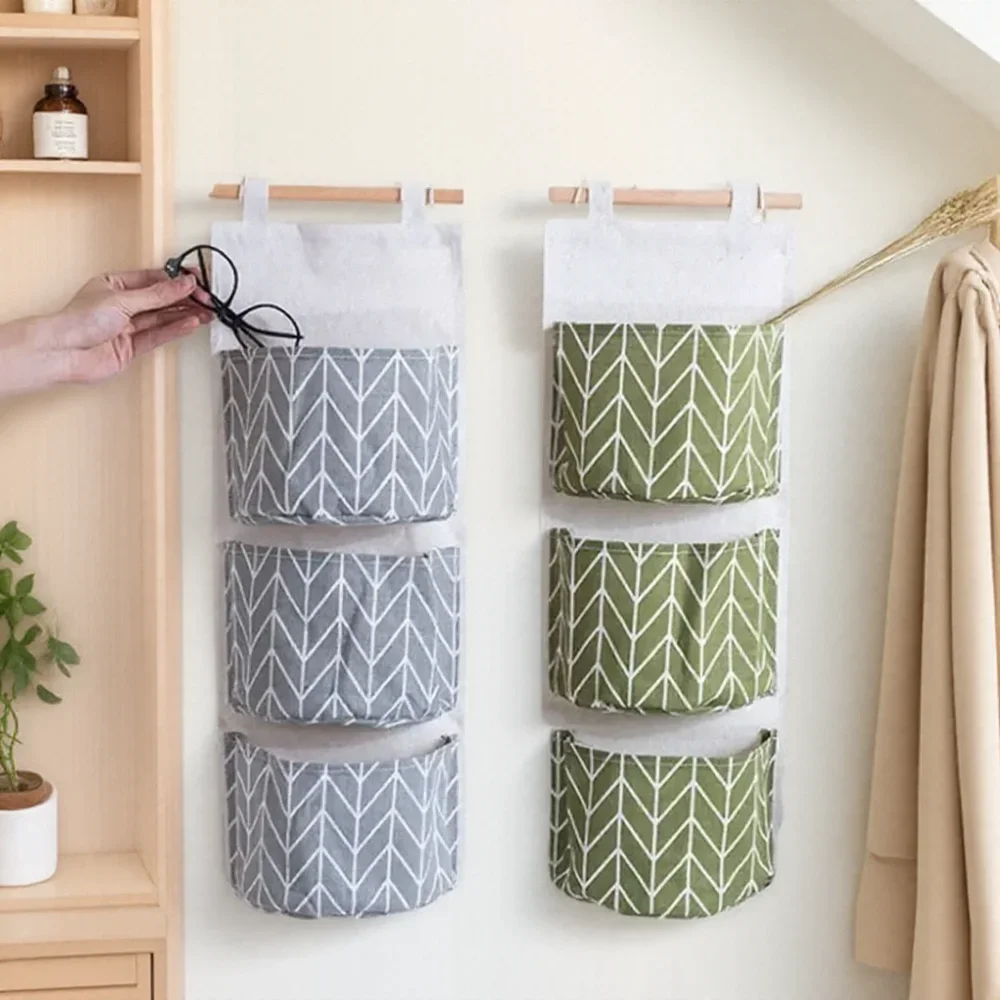 

Creative 3 Layer Cotton Linen Waterproof Hanging Storage Bag Door Pocket Organizer Sundries Bag