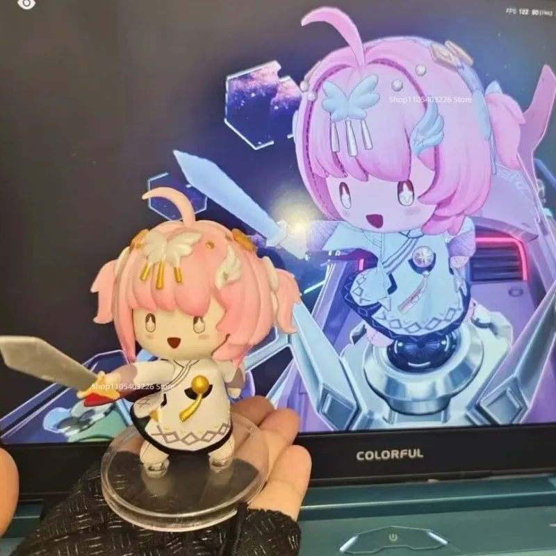 Neue Anime Aemeath Figur 7CM Cartoon Wuthering Waves Mini Little Savior Rosa Skulptur einer Mädchenfigur mit Schwert Geburtstagsgeschenke