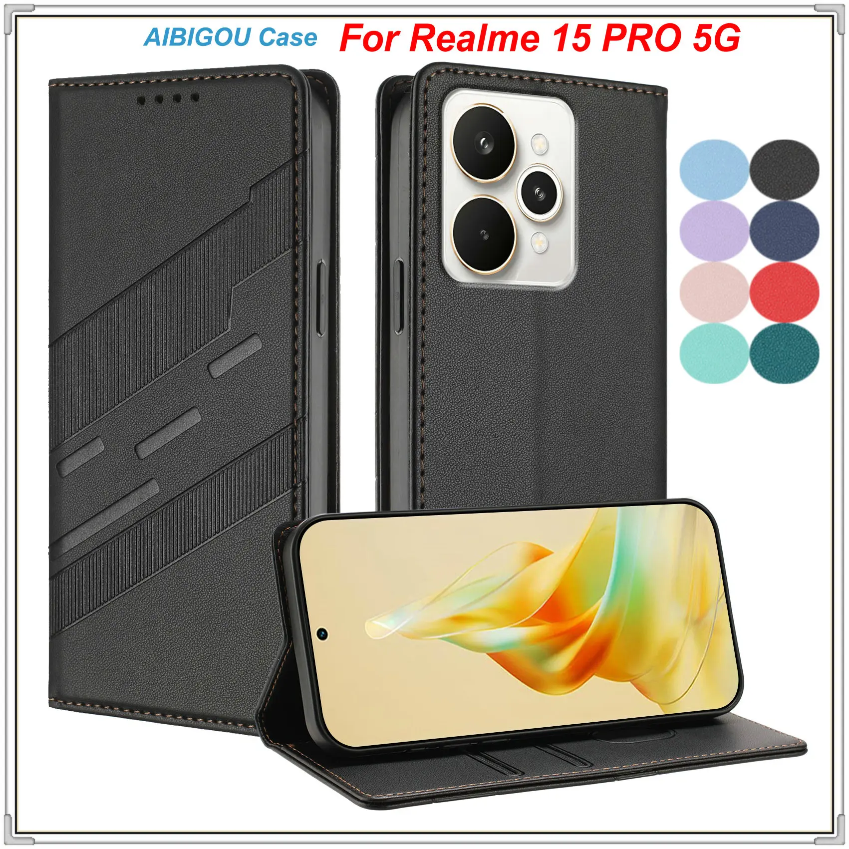 

Realme 15 PRO 5G Luxury Leather Case Retro Wallet Book Flip Magnet Closed Full Cover Realme 15T 15X 14 13 12 11 10 9 8 PRO Bags