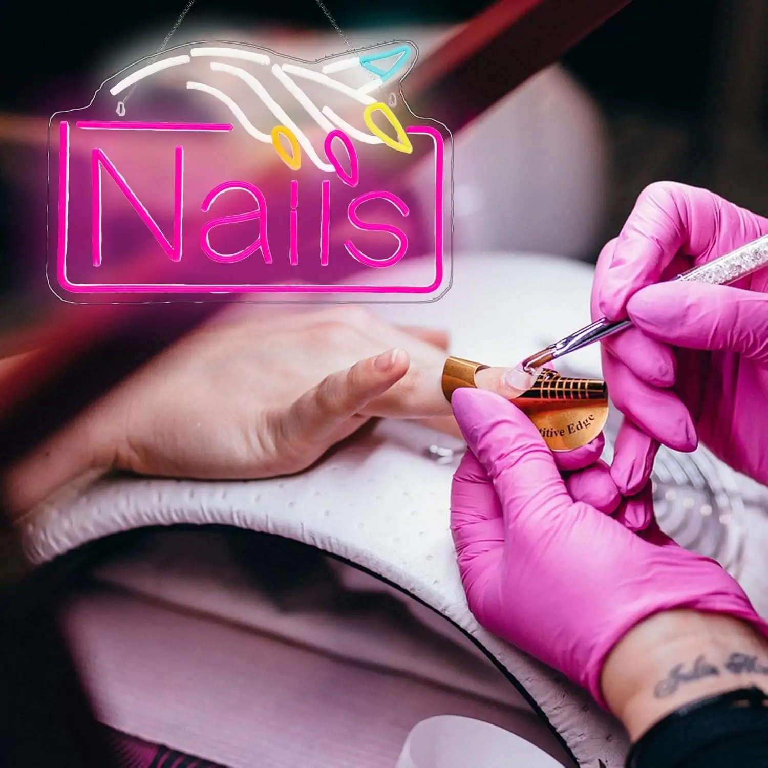 Letreiro Neon para Unhas com LED USB Regulável, Luzes de Neon para Salão de Beleza, Loja de Unhas, Vitrine, Decoração de Parede e Letreiros Luminosos
