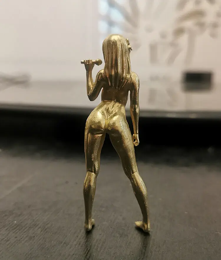 تمثال فتاة الغناء النحاسي مقاس 3.1 بوصة، نموذج جمال عاري لتزيين جسم الإنسان