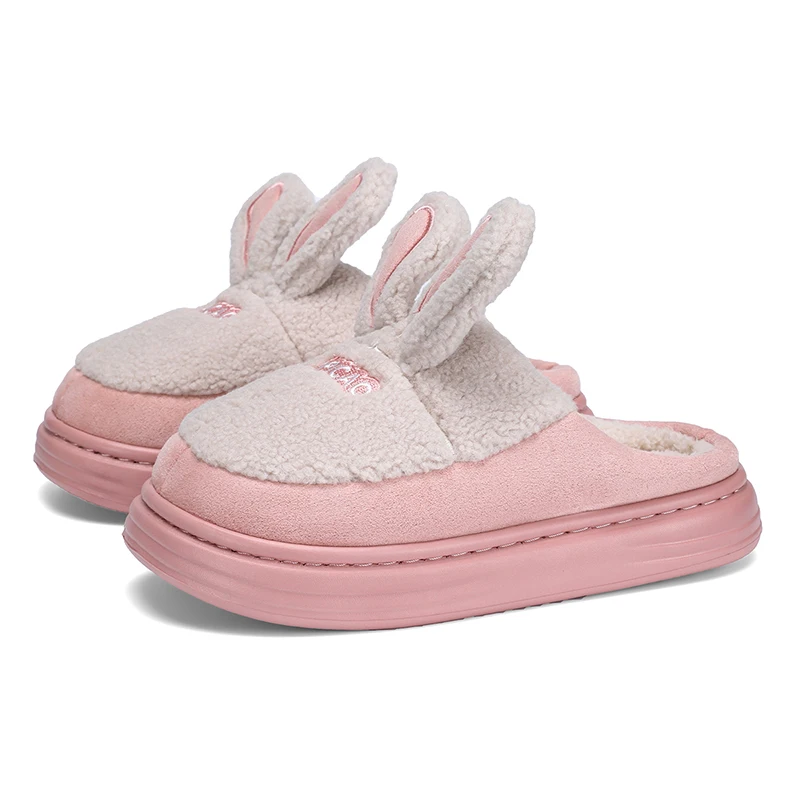 Funny Cute Bunny Cotton Slippers Girl Heart Bedroom Anti-skid Home Indoor Household Warm Woolen Winter Slipper