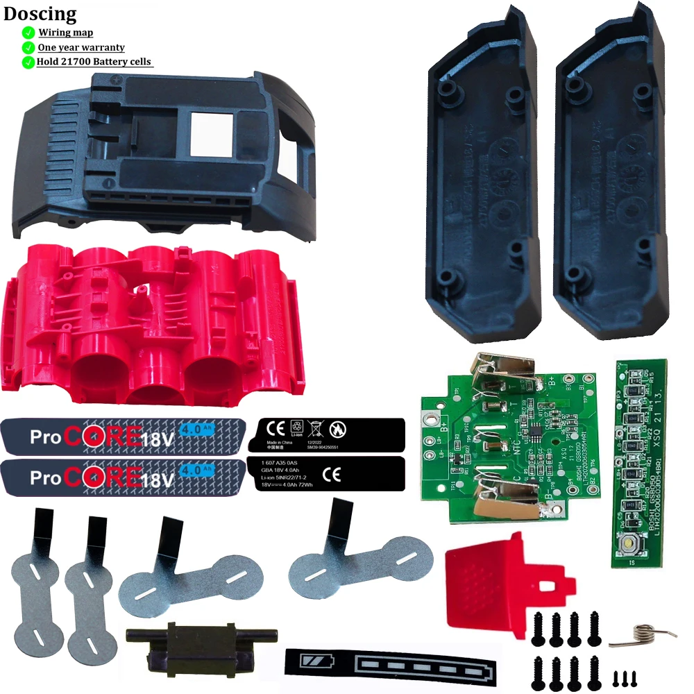 Obudowa plastikowa z płytą PCB do ładowania i zabezpieczania akumulatora litowego 5x21700 BAT618 do Bosch 18V BAT610 BAT609G BAT618G — zdjęcie produktu 7