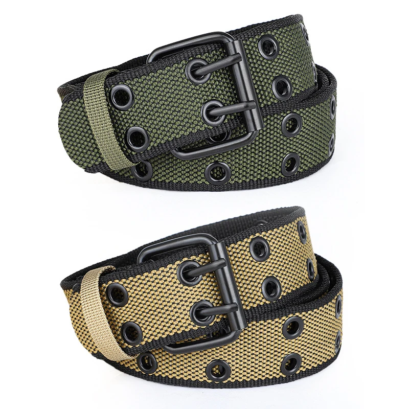 Men's beltinsCanvas multi-color double-needle buckle belt