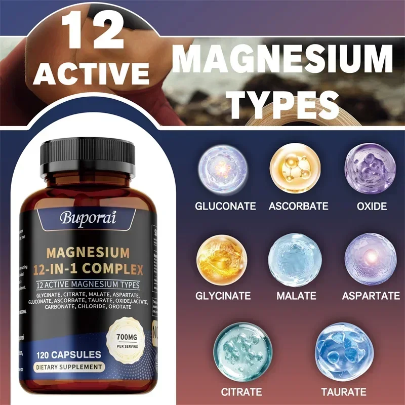 

Magnesium Complex Capsules - Contains Citrate and Malate To Support Bone, Heart and Muscle Health, Boost Immunity, Non-GMOSupple