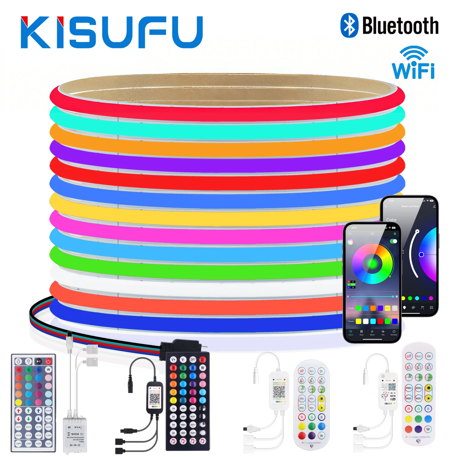 

Tuya Smart WIFI RGB COB LED Strip Lights 12V 24V 576LEDs/M Bluetooth Remote Control Addressable Flexible LED Light TV Room decor