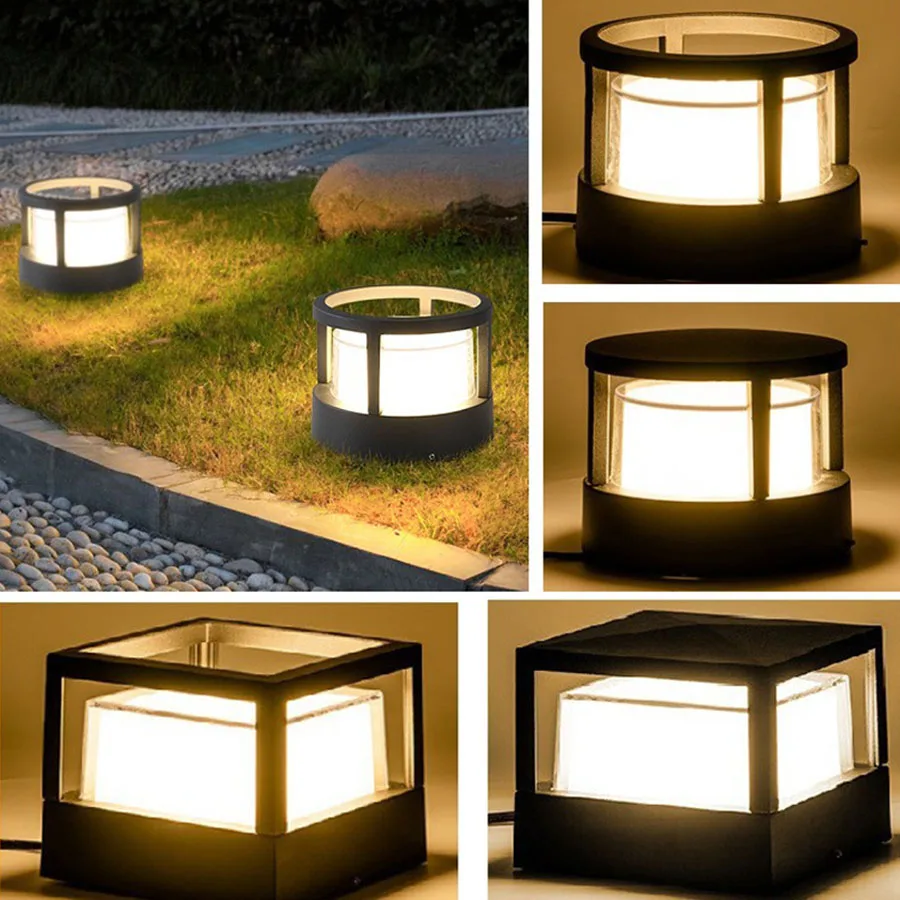 Lámpara de Columna Exterior de Aluminio Impermeable de 7W 15W para Valla, Villa, Estacionamiento, AC85V-265V, Iluminación para Puerta de Parque y Jardín