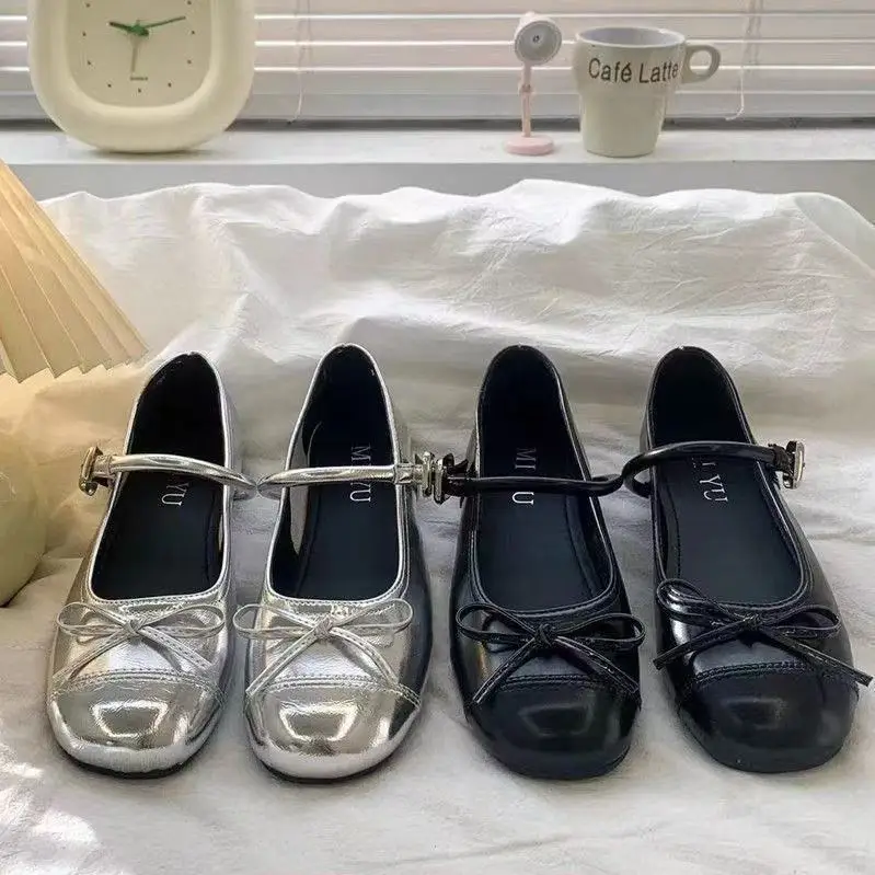 

Girls' Ballet-style Flat Shoes 2025 Spring and Autumn Selling Fashion French Bow Decorative Round-headed Mary Jane Shoes.