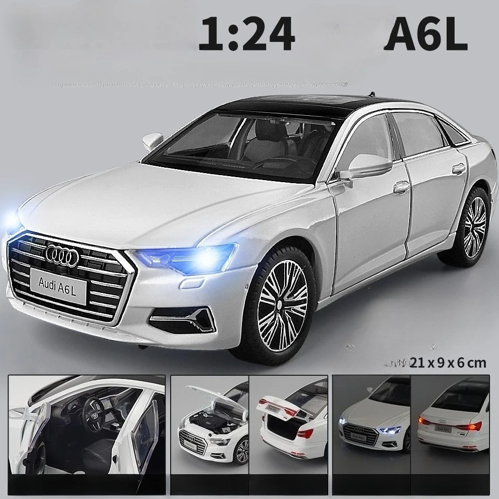 1:24 أودي A6 سبيكة سيارة المسبكات ونماذج سيارات لعبة، الصوت والضوء ألعاب السيارات التراجع، هدايا الأطفال، الحلي الزخرفية