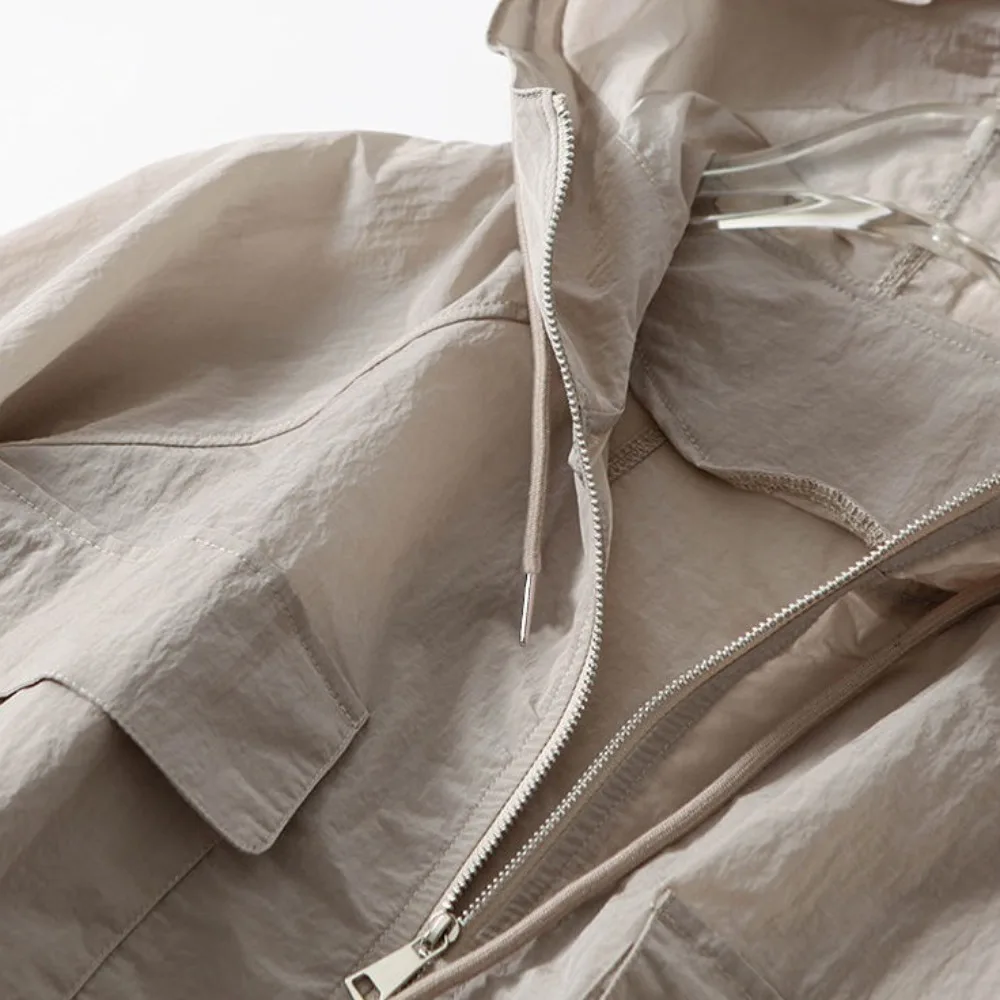 Cienka odzież przeciwsłoneczna w jednolitym kolorze, chroniąca przed promieniowaniem UV, letnia kurtka z długim rękawem, szybkoschnąca, luźna wiatrówka na lato.