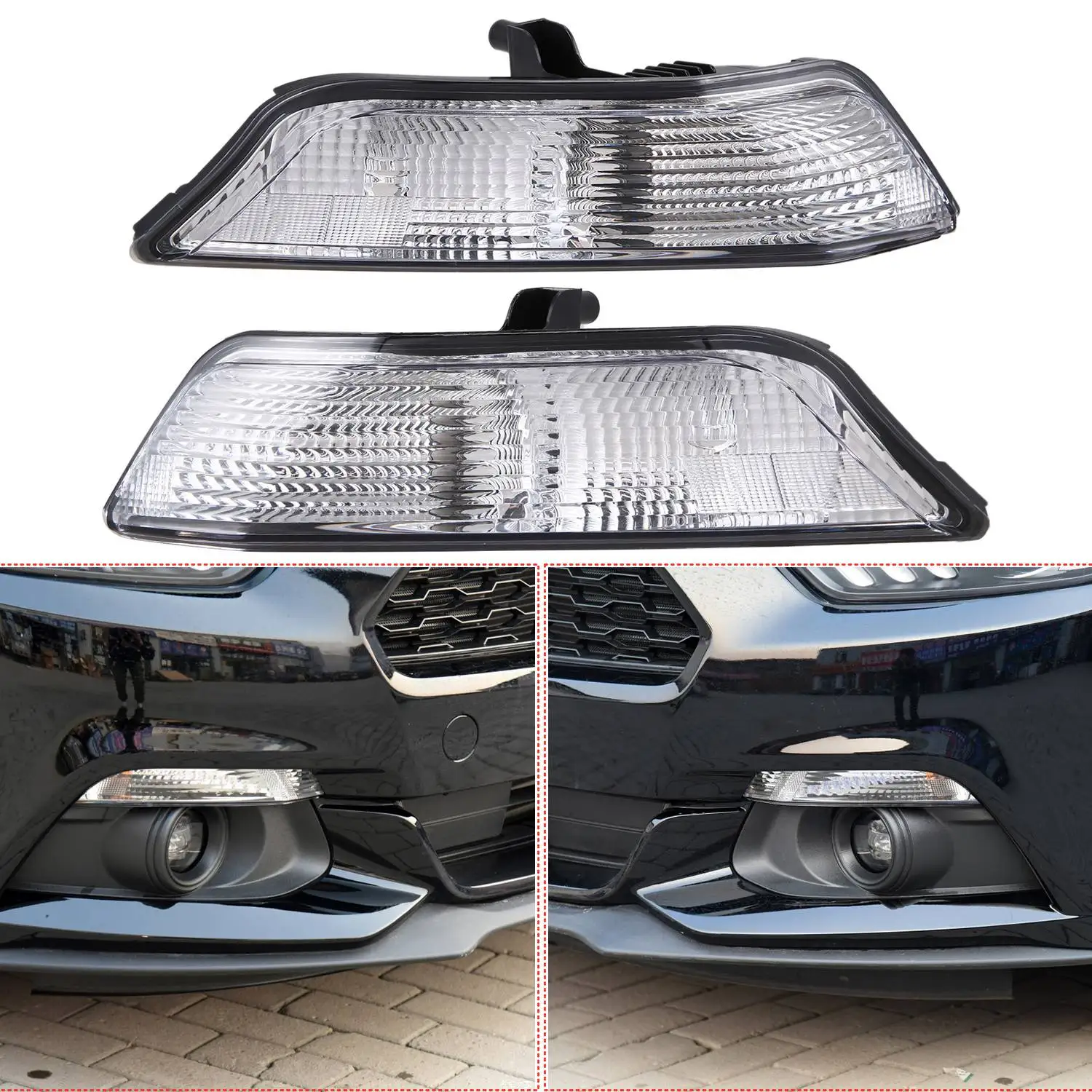 Turn Signal Light Cover para Ford Mustang, Tampa de lâmpadas de estacionamento, 2015, 2016, 2017, par direito e esquerdo