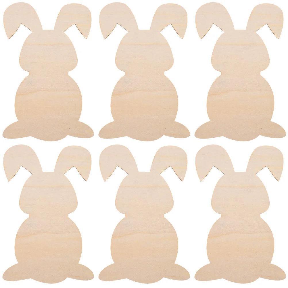 

6Pcs Easter Cutouts Blank Natural Wooden Chips Polished Surface Suitable for DIY Painting Holiday Craft Home Decor