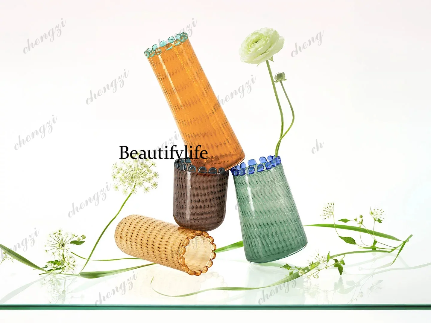 Living room flower arrangement, high-end hydroponic flowers creative art dining table entrance flower ware