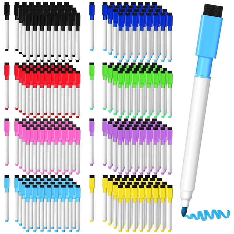 

200 Pcs Magnetic Dry Erase Markers Fine Point Tip Whiteboard Markers With Eraser Cap,For School Office Home