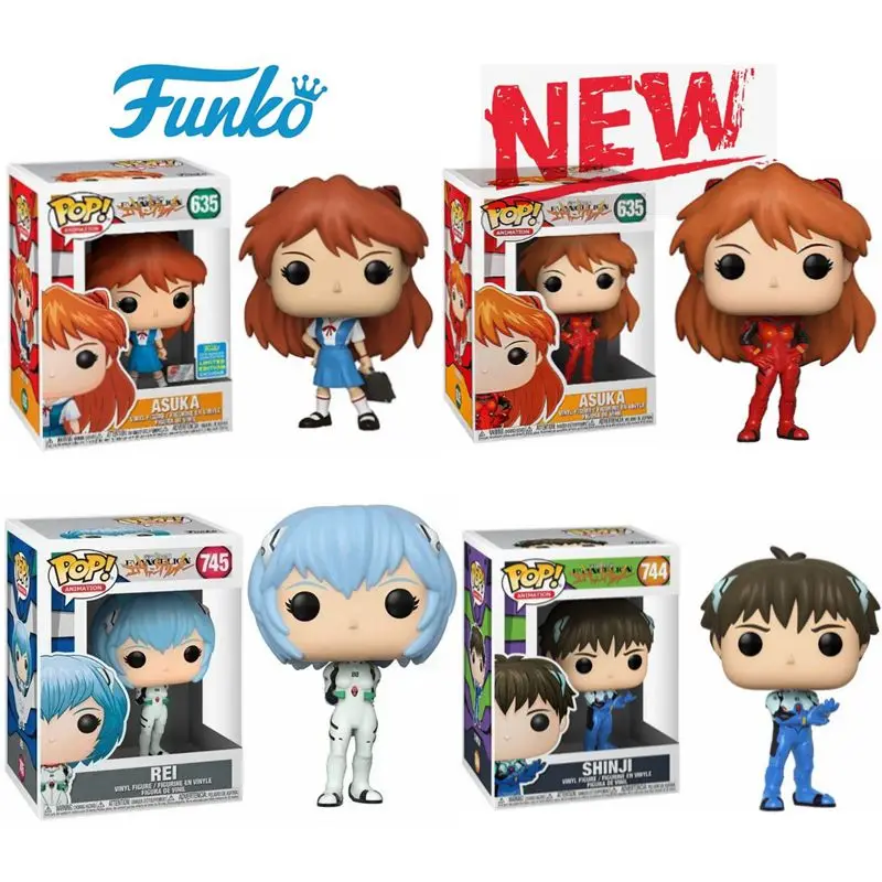 New Funko Pop JP Animetion Evangelion REI 745# SHINJI 744# ASUKA 635# Limited Edition Exclusive Vinyl Figure Model Dolls Toys