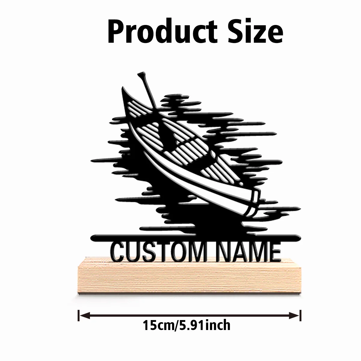 1pc Beauty Personalized Custom canoe Metal Statues Modern Wooden Base Decor for Office Living Room Nature-Inspired
